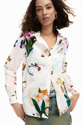 Collage bloemen overhemd - WHITE - S