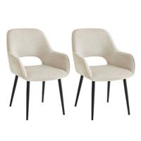 Furnihaus Eetkamerstoelen met armleuning Levi Beige Stof - Set van 2