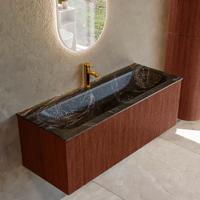 Badmeubel Mondiaz Kurve-Dlux | 120 cm cm | Meubelkleur Ruby | Wastafelkleur Lava | Solid surface | Wasbak midden spoelbak | 1 kraangat