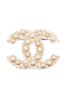 CHANEL Pre-Owned broche CC à perles (2003) - Blanc