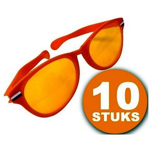 Oranje Feestbril 10 stuks Oranje Bril ""Megabril"" Feestkleding EK/WK Voetbal Oranje Versiering Versierpakket