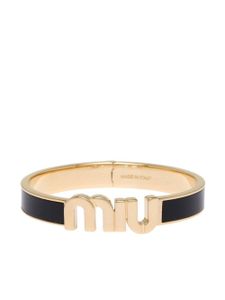 Miu Miu bracelet émaillé à plaque logo - Noir