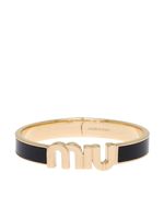 Miu Miu bracelet émaillé à plaque logo - Noir