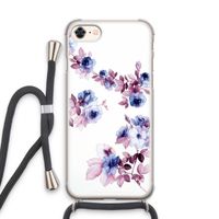 Waterverf bloemen: iPhone 8 Transparant Hoesje met koord