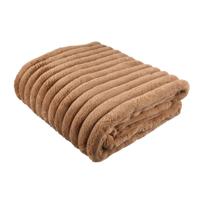 Hadi Beige geribbeld nepbont deken groot