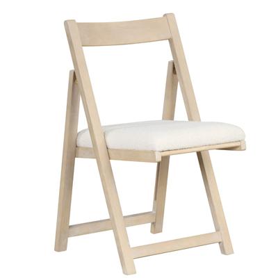2-delige set Houten Klapstoelen met Kussen Armloos Stapelbare Eetkamerstoelen Gestoffeerde Stoelen Natuur