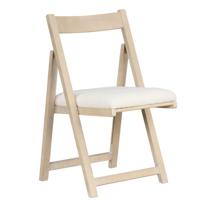 2-delige set Houten Klapstoelen met Kussen Armloos Stapelbare Eetkamerstoelen Gestoffeerde Stoelen Natuur