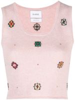 Barrie floral-motif cropped knitted top - Rose - thumbnail