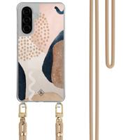 Samsung Galaxy A56 hoesje met beige koord - Abstract dots