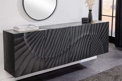 Massief dressoir SCORPION 180cm zwart hangend mangohout 3D design - 44524