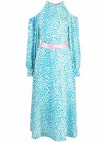 Stella McCartney robe ceinturée à imprimé léopard - Bleu