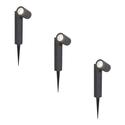 Set van 3 Pinero LED prikspots - GU10 5 Watt 400 lumen - Dimbaar - Kantelbaar - 6000K daglicht wit - IP65 waterdicht - Zwart - Tuinspot