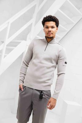 Quotrell Palace Knitted Halfzip Sweater Heren Grijs - Maat L - Kleur: Grijs | Soccerfanshop