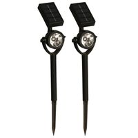Solar tuinlamp/spotlamp - 2x - zwart - LED Softtone effect - oplaadbaar - L8 x B5,5 x H35 cm - Fakkels - thumbnail