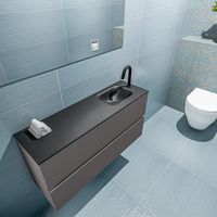 Mondiaz Ada 100cm toiletmeubel dark grey met wastafel urban rechts 1 kraangat - thumbnail