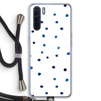 Blauwe stippen: Oppo A91 Transparant Hoesje met koord