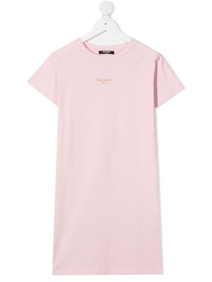 Balmain Kids robe à logo brodé - Rose