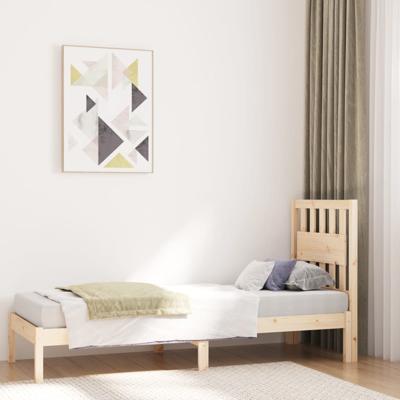 Bedframe massief grenenhout zwart 75x190 cm