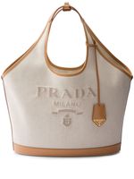 Prada grand sac cabas à logo brodé - Tons neutres