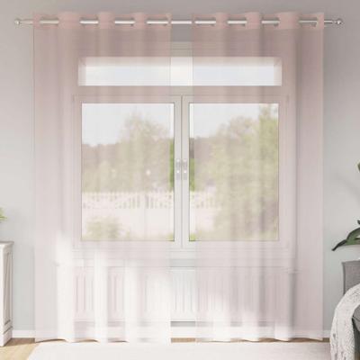 Gordijnen voile met doorvoertules 2 st 140x245 cm lichtroze