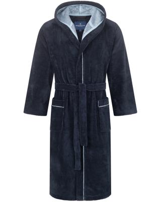 Morgenstern Morgenstern herenbadjas met capuchon Daniel marine/blauw Maat M