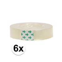 Plakband rol - 6x - voor in plakbandhouder - transparant - 2 cm x 33 m - tape