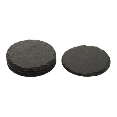 Onderzetters - 4x stuks - leisteen - rond - 10 cm - glazen onderzetters