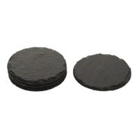 Onderzetters - 4x stuks - leisteen - rond - 10 cm - glazen onderzetters