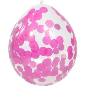 Feest ballonnen transparant met confetti - roze - 4x stuks - 30 cm