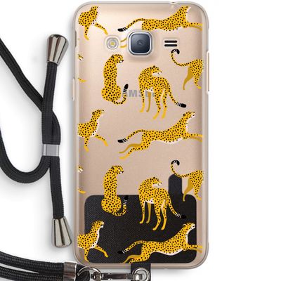 Luipaard: Samsung Galaxy J3 (2016) Transparant Hoesje met koord