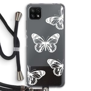 White butterfly: Samsung Galaxy A22 5G Transparant Hoesje met koord