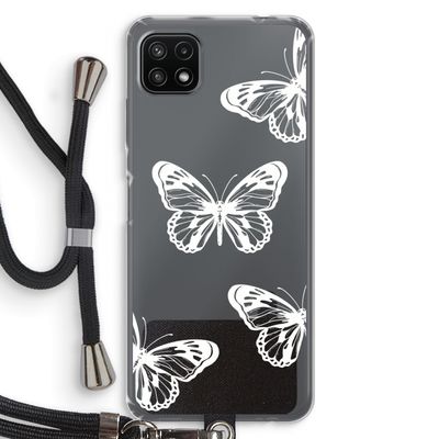 White butterfly: Samsung Galaxy A22 5G Transparant Hoesje met koord