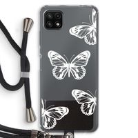 White butterfly: Samsung Galaxy A22 5G Transparant Hoesje met koord