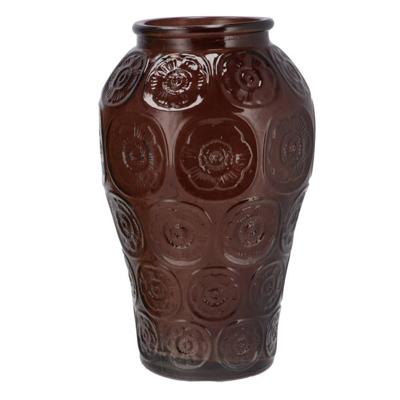 Bloemenvaas Circle - boeket vaas - glas - donkerbruin - 15 x 25 cm