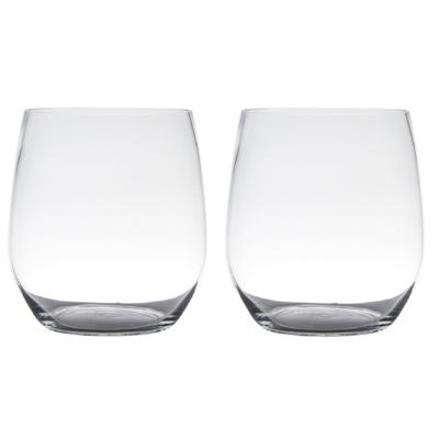 Hakbijl Glass Vaas - Set van 2x stuks - Tony - transparant - glas - 15 x 12 cm - voor bloemen - vaze