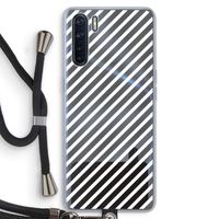 Strepen zwart-wit: Oppo A91 Transparant Hoesje met koord Strepen zwart-wit: Oppo A91 Transparant Hoesje met koord