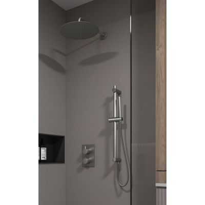 Regendouche set SaniClear Iron | Inbouw | 20 cm | Thermostaatkraan | Rechthoekig | Verouderd ijzer - Gunmetal