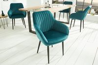 Elegante armleuningstoel TURIJN turquoise fluweel met decoratieve stiksels - 38788 - thumbnail
