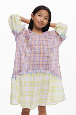 Geruite jurk met volant - MATERIAL FINISHES - 7/8 Geruite jurk met volant - MATERIAL FINISHES - 7/8