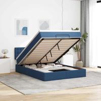 Ottoman bed met matras 140x200cm stof blauw Ottoman bed met matras 140x200cm stof blauw