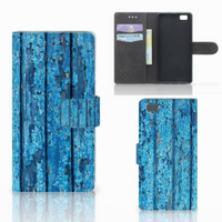 Huawei Ascend P8 Lite Book Style Case Wood Blue