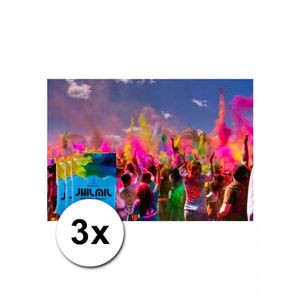 3 zakjes Holi festival kleurpoeder lichtblauw