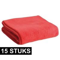 Fleece deken/plaid - 15x - rood - 120 x 150 cm - Polyester fleece - 180 gram - lekker warm kleedje