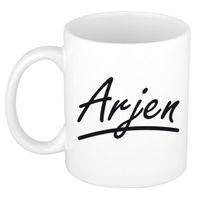 Naam cadeau mok / beker Arjen met sierlijke letters 300 ml - thumbnail