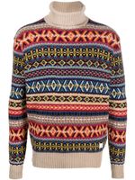 Manuel Ritz pull en maille Fair Isle à patch logo - Tons neutres - thumbnail