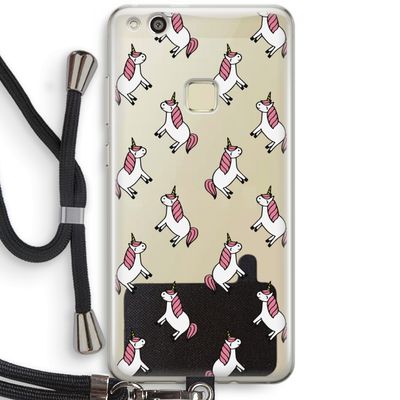 Eenhoorns overal: Huawei Ascend P10 Lite Transparant Hoesje met koord