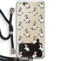 Eenhoorns overal: Huawei Ascend P10 Lite Transparant Hoesje met koord