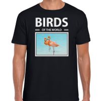 Flamingos t-shirt met dieren foto birds of the world zwart voor heren