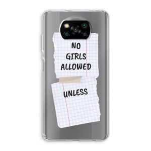 No Girls Allowed Unless: Xiaomi Poco X3 NFC Transparant Hoesje