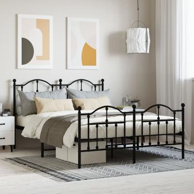 Bedframe met hoofd- en voeteneinde metaal zwart 140x200 cm